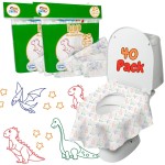 Dinosaur Disposable Toilet Seat Covers for Travel, 40 pack, Extra Large, Waterproof and Individually Wrapped, Toddler Toilet Seat Cover, Disposable Potty Liners for Toddlers Potty Training