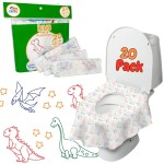Dinosaur Disposable Toilet Seat Cover for Kids 20 pack, Extra Large, Waterproof & Individually Wrapped, Toddler Toilet Cover for Travel, Disposable Potty Liners for Toddlers Potty Training Travel Pack