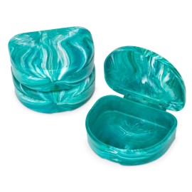 Practicon Marble Retainer Cases, Orthodontic Aligner Case, Mouth Guard Holder (3 Pack) (Teal)