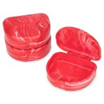 Practicon Marble Retainer Cases, Orthodontic Aligner Case, Mouth Guard Holder (3 Pack) (Red)