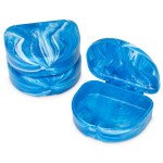 Practicon Marble Retainer Cases, Orthodontic Aligner Case, Mouth Guard Holder (3 Pack) (Blue)