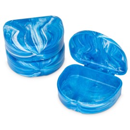 Practicon Marble Retainer Cases, Orthodontic Aligner Case, Mouth Guard Holder (3 Pack) (Blue)