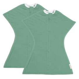 SleepingBaby Zipadee-Zip Transition Swaddle - Cozy Baby Swaddle Blanket with Zipper Convenience - Roomy Wearable Blanket for Easy Diaper Changes - Basil, Medium (6-12 Month) - 2 Pack