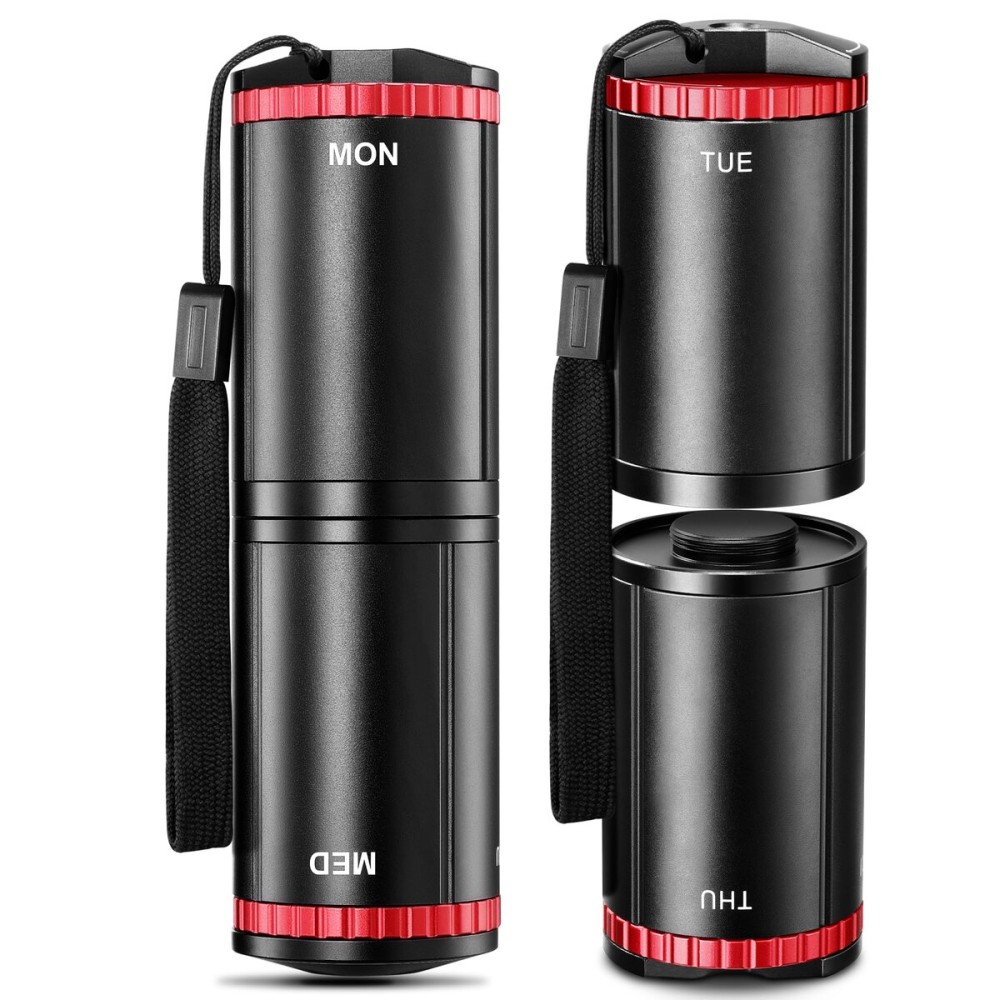 Zannaki Metal Travel Pill Organizer, Portable EDC Arthritis Friendly Weekly Pill Box, Large Pill Case Container, BPA Free 7 Day Daily Medicine Organizer Holder for Vitamin, Fish Oil, Supplement