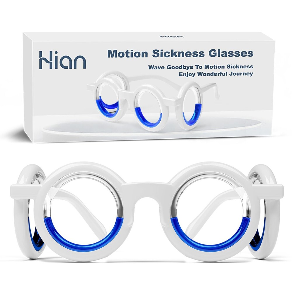 Hion Motion Sickness Glasses, Car Sickness Glasses,Relieve Carsickness Airsickness Seasickness Glasses,Anti Nausea Vertigo Glasses, No Lens Liquid Glasses for Adults or Kids(1Pair Without Bags)