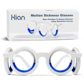 Hion Motion Sickness Glasses, Car Sickness Glasses,Relieve Carsickness Airsickness Seasickness Glasses,Anti Nausea Vertigo Glasses, No Lens Liquid Glasses for Adults or Kids(1Pair Without Bags)