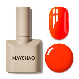 MAYCHAO 15ML Gel Nail Polish 1Pc Gel Polish Soak Off UV LED Nail Polish Nail Art Starter Manicure Salon DIY at Home, 0.5 OZ Neon Orange