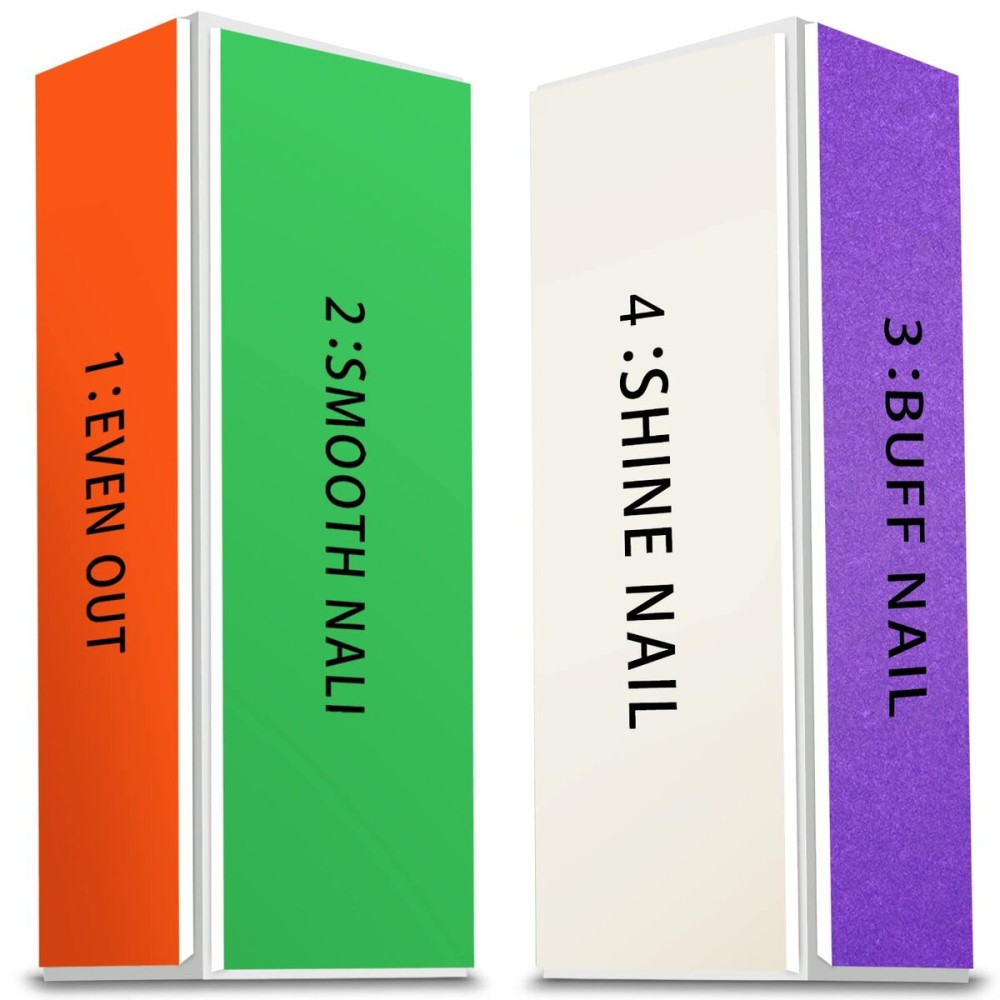 Maryton Professional Nail Buffer Block - Ultimate Shine Nail Buffing Block with 4 Way Buffing Methods, Smooth & Buff & Shine All-in-one Buffer for Optimum Natural Nail Care, 2 Count