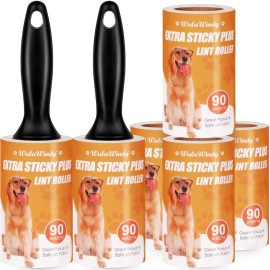 WulaWindy Lint Roller for Pet Hair, Extra Sticky Lint Rollers Pet Hair Remover for Clothes, Work Great on Pet Hair Value Pack (4 Pack) (6 Pack)