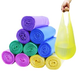 BAIYEUSO 200 Count 4 Gallon Trash Bags, Small Colorful Garbage Bags with Handle for Home Office Bathroom Trash Can