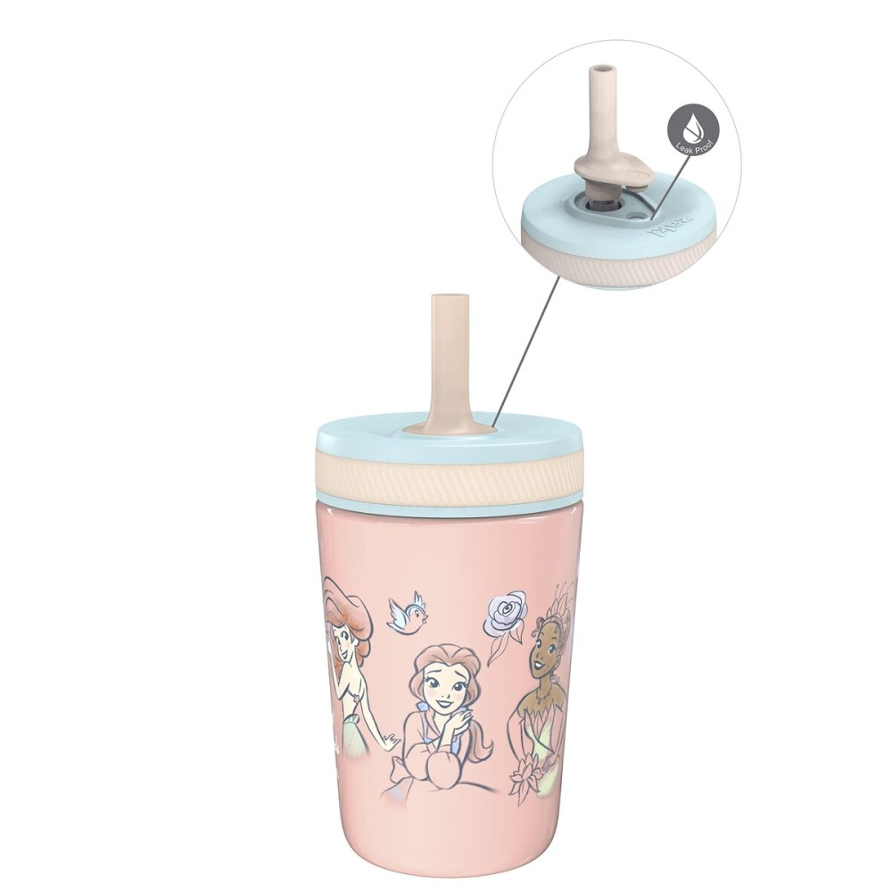 Zak Designs Disney Princess Kelso Toddler Cups For Travel or At Home, 12oz Vacuum Insulated Stainless Steel Sippy Cup With Leak-Proof Design For Kids (Ariel, Belle, Cinderella, Mulan, Tiana)