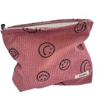 Cosmetic Bags for Women - Corduroy Cosmetic Bag Aesthetic Women Handbags Purses Smile Dots Makeup Organizer Storage Makeup Bag Girls Case Bags (A-Pink)