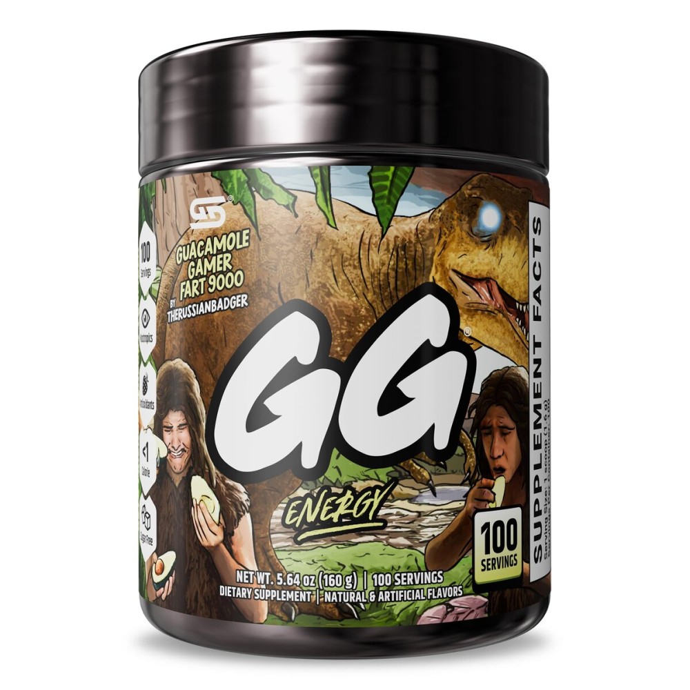 Gamer Supps GG Energy - Guacamole Gamer Fart 9000 by TheRussianBadger (100 Servings) - Keto Friendly Gaming Energy and Nootropic Blend, Sugar Free + Organic Caffeine + Vitamins, Powder Drink