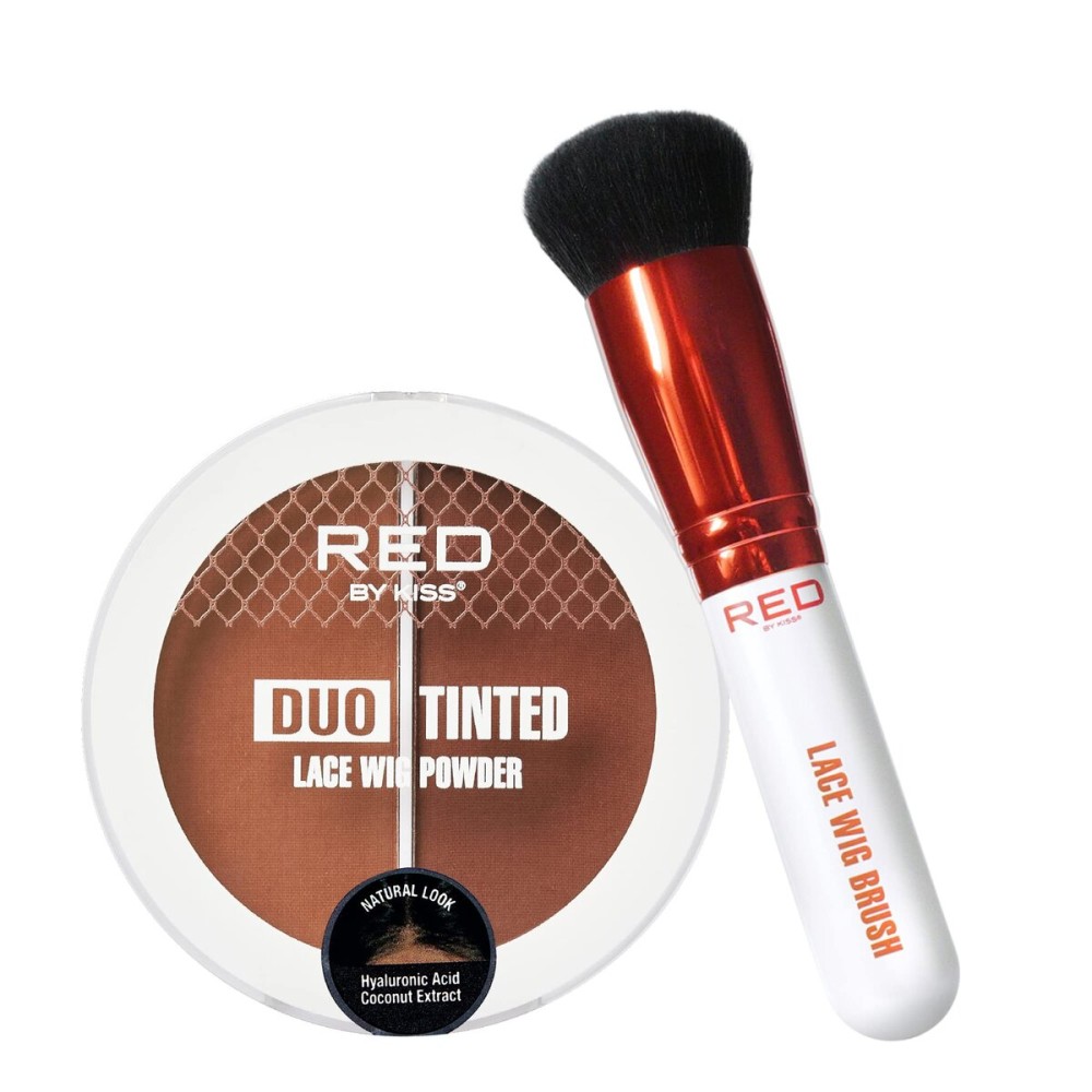 RED by Kiss Lace Wig Brush Tinted Powder Set - Matte Finish, Oil Control, Lightweight, Long-lasting, Mix & Match Shade Duo