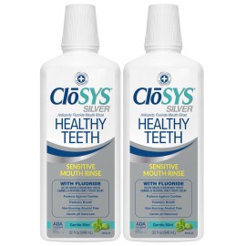 Closys Healthy Teeth Anti-Cavity Oral Rinse Mouthwash with Fluoride, Non-Burning, Non-Irritating - 32 Fl Oz (Twin Pack)