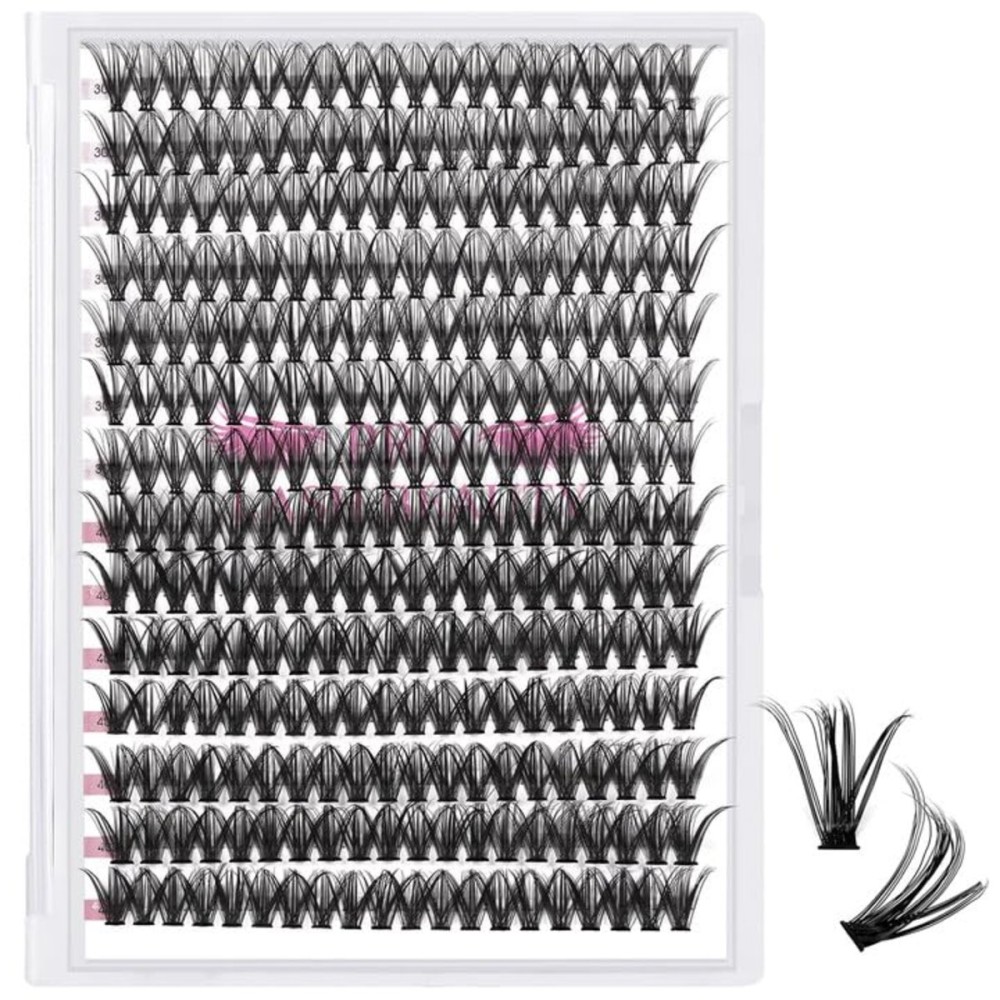 280 Pcs Individual Lashes 30D+40D Mixed Lash Clusters 14 Rows Cluster Lashes that Look Like Eyelash Extensions DIY Lash Extension Self Application At Home (30+40-C-12)