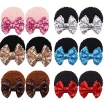 CellElection 12 PCS Sequin Mouse Ears Hair Clips Glitter Hair Bows Cute Mice Ears Hair Clips Barrettes for Women Girls Hair Accessories for Costume Party Favor Halloween Christmas Decoration