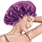 Aquior Shower Caps, Reusable Shower Cap for Women, Double Layer Waterproof Hair Cap, Large Size for All Hair Lengths,for Girls Spa Home Salon Use (purple)