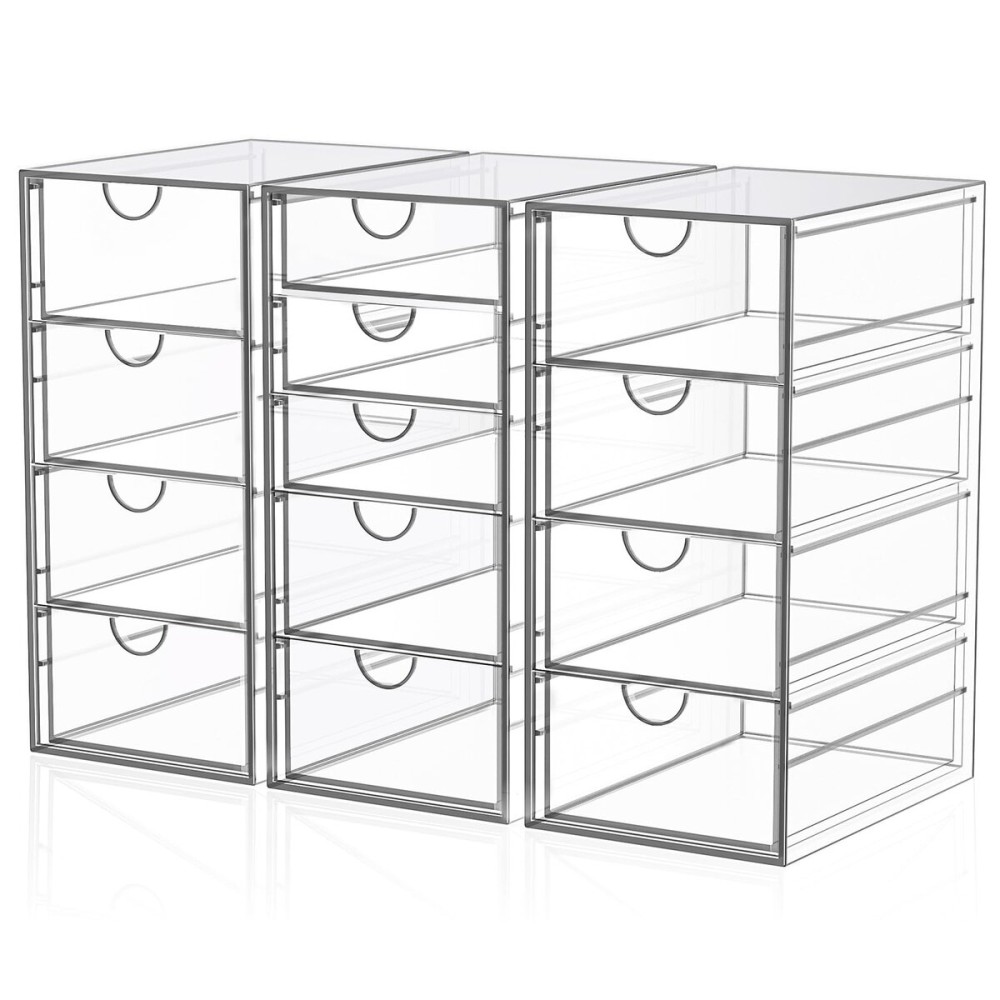 Acrylic Desk Organizers And Accessories With 13 Drawers, Office Desktop Drawers, Plastic Makeup Organizer Containers Bins With Drawers Desk Organization, Bathroom Organizers Storage Case Box Cube