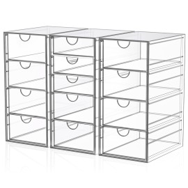 Acrylic Desk Organizers And Accessories With 13 Drawers, Office Desktop Drawers, Plastic Makeup Organizer Containers Bins With Drawers Desk Organization, Bathroom Organizers Storage Case Box Cube