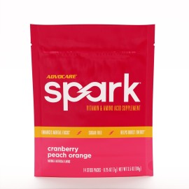 AdvoCare Spark - Energy Drink Mix - Vitamin & Amino Acid Supplement - Supports Energy & Focus - Portable Immune Support - Sugar-Free - Cranberry Peach Orange, 14 Stick Packs (3.5 oz)