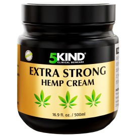 5kind Extra Strong Hemp Cream 16.1 fl oz - Maximum Strength - Natural Soothing Topical Cream - Muscle Rub for Lower Back, Joints, Neck, Knees, Shoulders