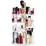 Makeup Organizer 360 Rotating Cosmetic Organizer DIY Adjustable Makeup Carousel Spinning Holder Rack, Large Capacity Cosmetic Storage Box Makeup Brushes Organizer for Vanity Countertop (Black)