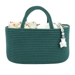 XUANGUO Large Baby Diaper Caddy Organizer for Girl Boy Rope Nursery Storage Bin Basket Portable Holder Tote Bag for Changing Table Car Travel Baby Shower Gifts basket dark green