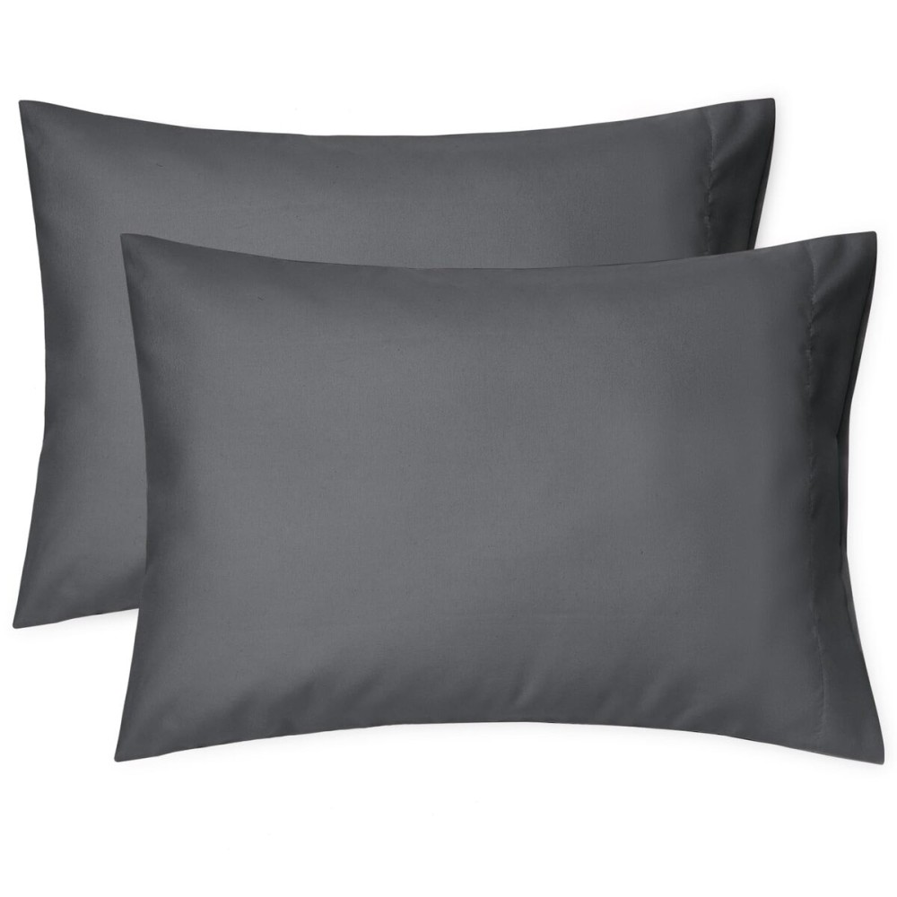 EXQ Home Toddler Pillowcases 13x18 Travel Pillow Case Set of 2, Small Pillow Case Fits Baby Pillow Sized 12x16, 13x18, Kids Pillowcases 2 Pack Machine Washable with Envelope Closure (Dark Grey)