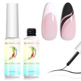 senvenski Liner Gel Nail Polish Kit - UV/LED Soak Off Nail Art Set with Black White Colors | Paint Design Manicure Gift Kit for Women Salon Home Use (LX2-002)