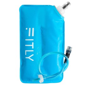FITLY Soft Flask - 37 oz (1.10 L) - Shrink As You Drink Soft Water Bottle for Hydration Pack/Running Vest With Hydration Tube - Folding Water Bottle for Running, Hiking - Ski Water Bottles (F11)