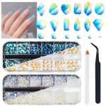 qiipii Aurora Crystal Clear Moonlight Rhinestones - Flatback Round Beads K9 Glass Gems Stones Nail Charms for DIY Crafts