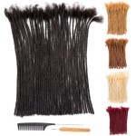 DAIXI 0.4cm and 0.6 0.8cm Thickness Options 16 Inch 10 Strands 100% Real Permanent Loc Extensions Human Hair Full Handmade Human Hair Dreadlock Extensions for Man/Women/Kids