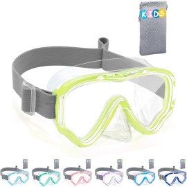Vvinca Kids Goggles with Nose Cover, Diving Scuba Snorkel Mask Kids Swim Mask, 2023 Upgraded Design with No Tangle Elastic Fabric Strap & Anti-Fog Anti-Shattered Lens for Kids Swim Goggles 3-10
