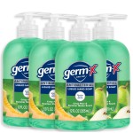 Germ-X Antibacterial Hand Soap, 12 Oz (Pack 4), Moisturizing Liquid Hand Wash for Kitchen or Bathroom, pH Balanced & Dermatologist Tested, Crisp Pear & Summer Melon Scent, Pump Bottle