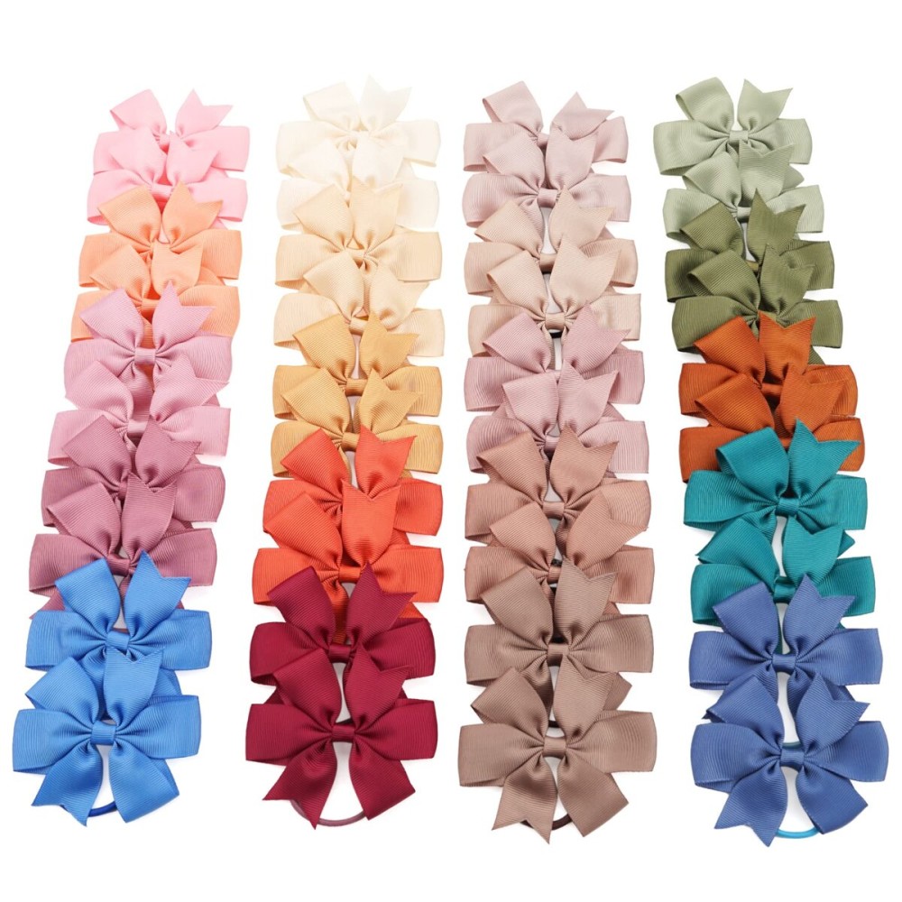 40Pcs Baby Girls 3\'\' Boutique Grosgrain Ribbon Hair Bows Elastic Hair Ties Ponytail Holder Hair Bands in Pairs for Girls Toddlers Kids