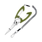 Booms Fishing H01 Small Fishing Pliers Scissors Braid Cutters Lightweight Stainless Steel Fishing Tools Split Ring Pliers Hook Remover, Green