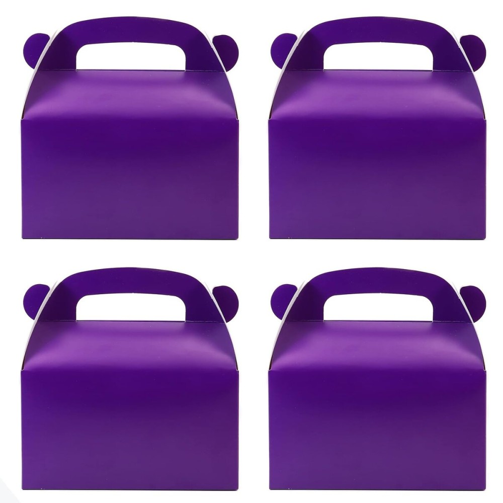 Oletx 30-Pack Dark Purple Party Favor Treat Boxes, Goodie Boxes, Gable Paper Gift Boxes with Handles. Perfect for Purple Birthday Party Baby Shower Decoration Supplies