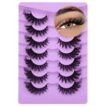 ALICE Lashes Dramatic Eyelashes Fox Eye Lashes Mink False Lashes Cat Eye Long Wispy Fake Eyelashes Volume Strip Lashes 7 Pairs Pack