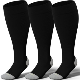 LEVSOX Wide Calf Compression Socks for Women Men Plus Size 15-20 mmHg Extra Large Knee High Support Sock for Nurses Pregnant Travel