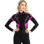 GoldFin Wetsuit Top Women, 2mm Wetsuits Jacket Long Sleeve Neoprene Tops for Water Aerobics Diving Surfing Swimming