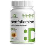 Benfotiamine 600mg Per Serving, 180 Veggie Capsules (300mg Per Cap) - Fat Soluble Vitamin B1 Thiamine Supplement - 3rd Party Tested, Vegan, Non-GMO, Gluten Free