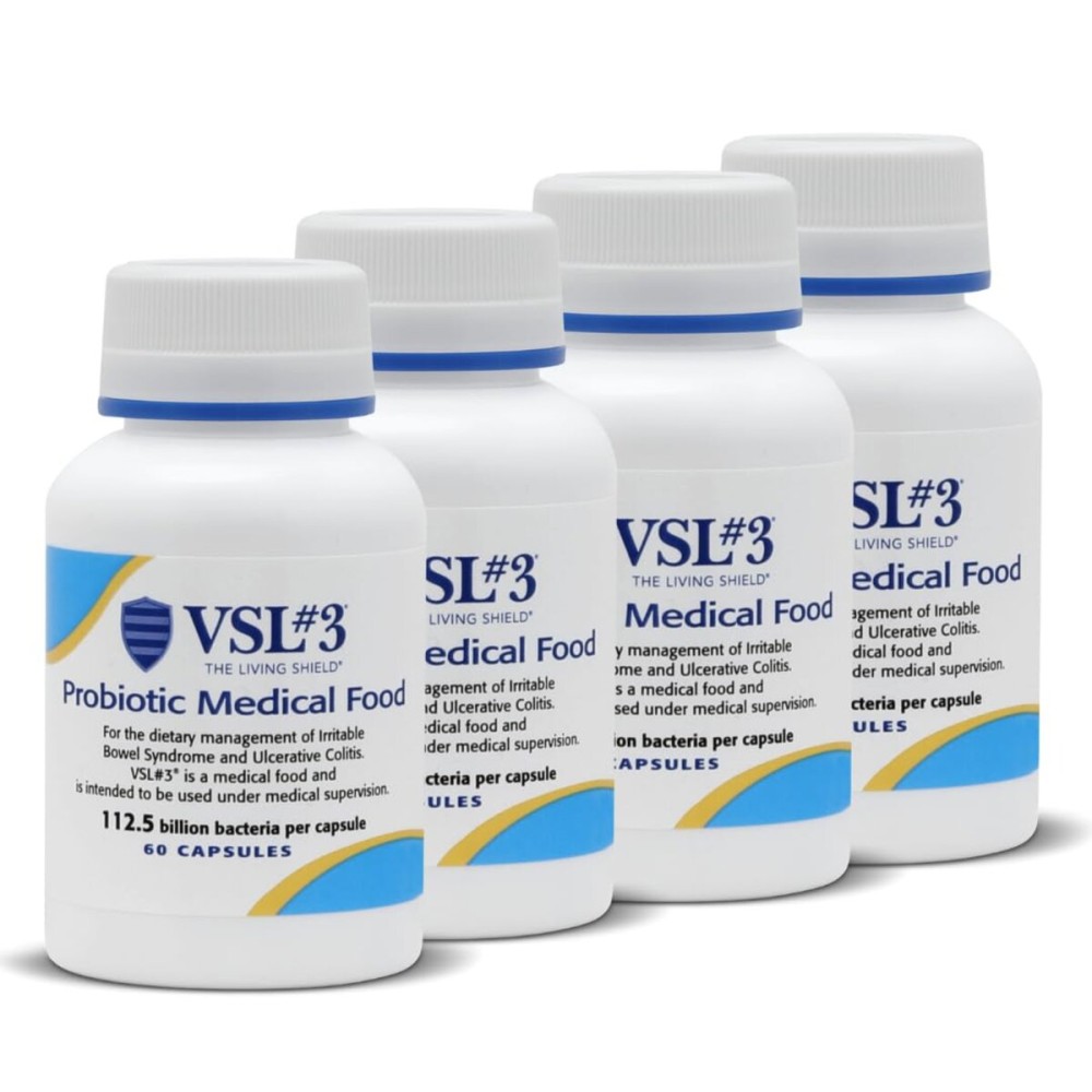 VSL 3 Probiotics for Digestive Health, IBS & UC Symptoms - 112.5B CFUs, High-Potency, Multi-Strain, Live, Refrigerated Probiotic, Medical Food for Gut Health Support in Men & Women, 240 Capsules