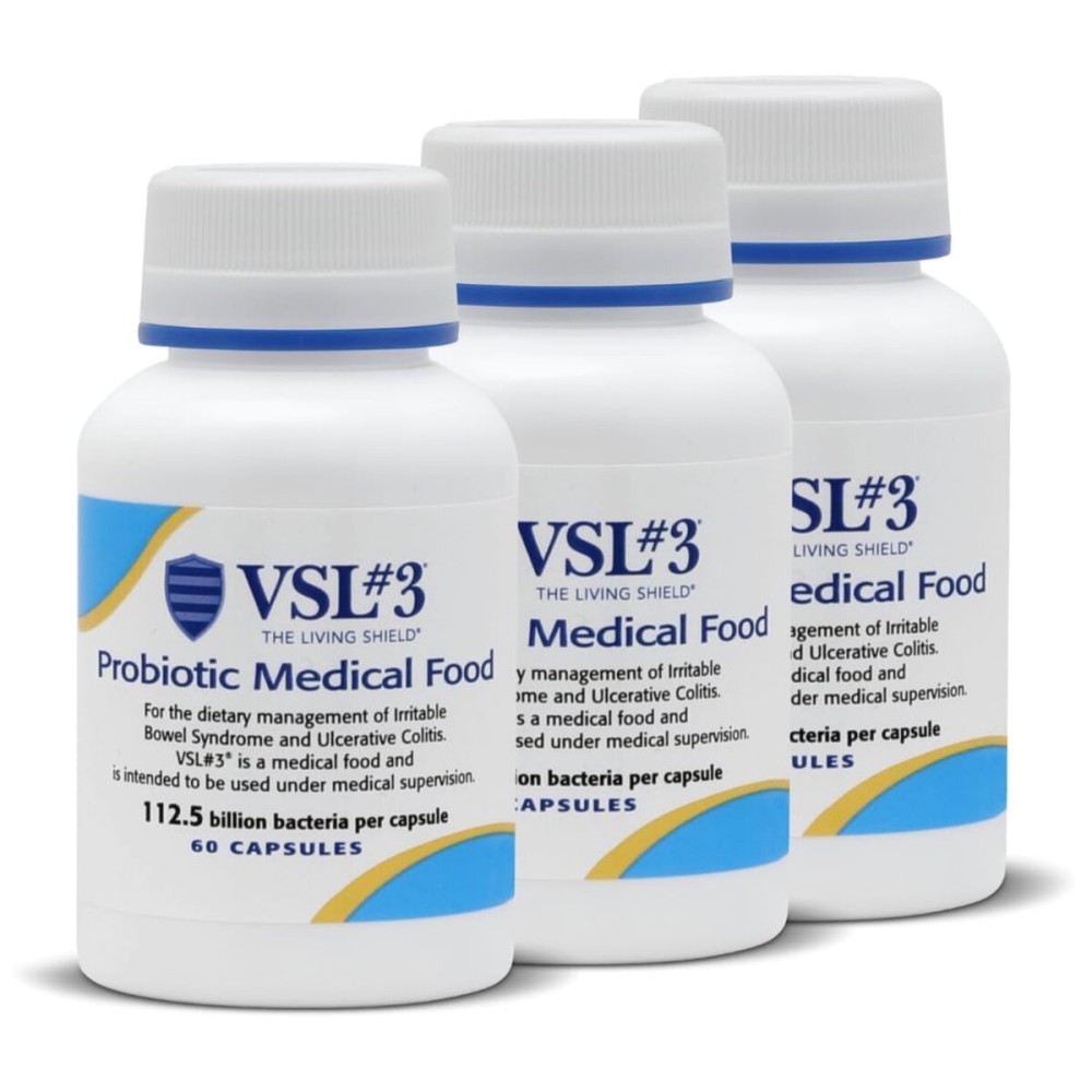 VSL 3 Probiotics for Digestive Health, IBS & UC Symptoms - 112.5B CFUs, High-Potency, Multi-Strain, Live, Refrigerated Probiotic, Medical Food for Gut Health Support in Men & Women, 180 Capsules