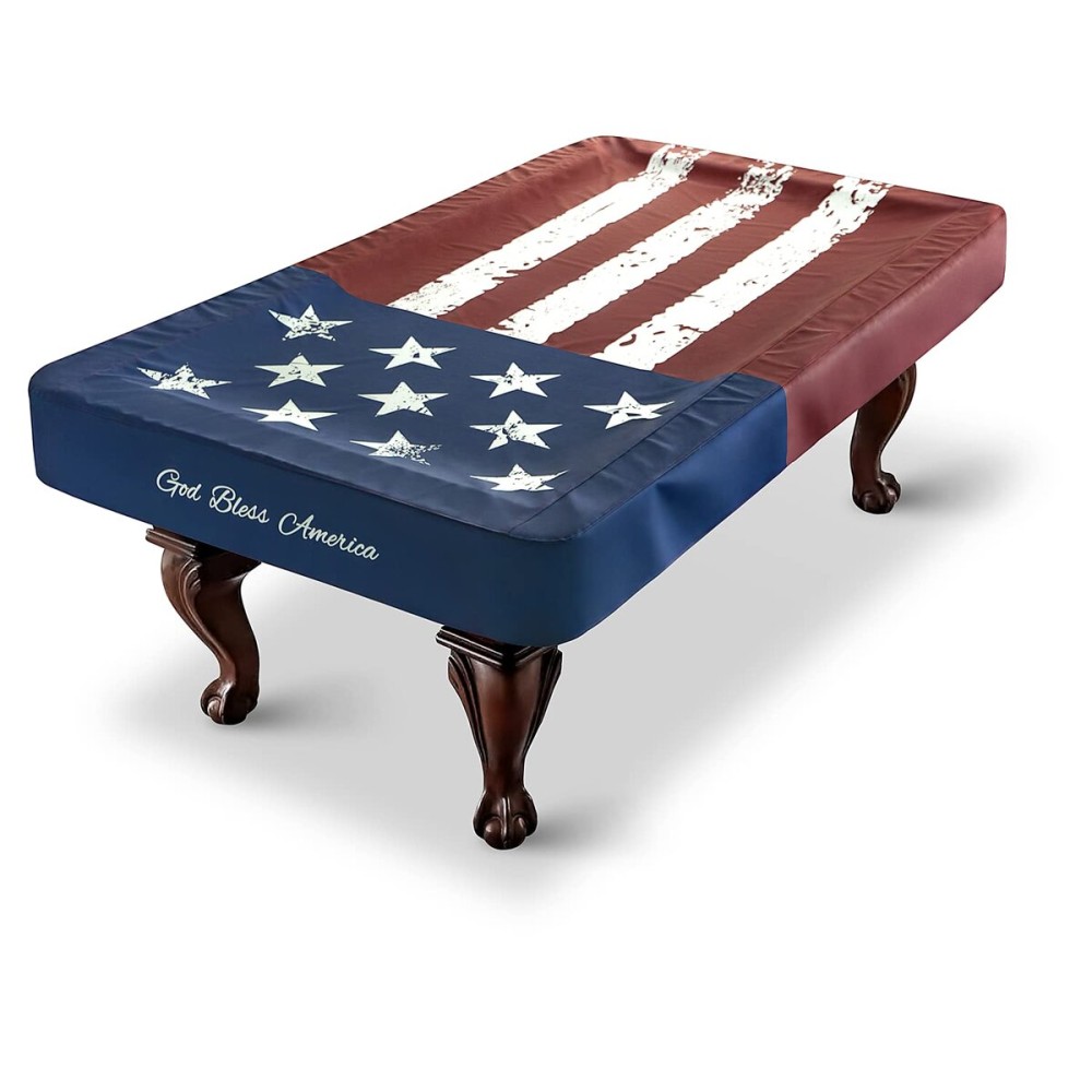 BEARCOVER Pool Table Cover, Waterproof Indoor/Outdoor Heavy Leatherette Pool Table Accessories, Billiards Accessories for Protecting Felt, 7/8/9 Feet Fitted Billiard Covers Red & Blue(8FT/OG.)