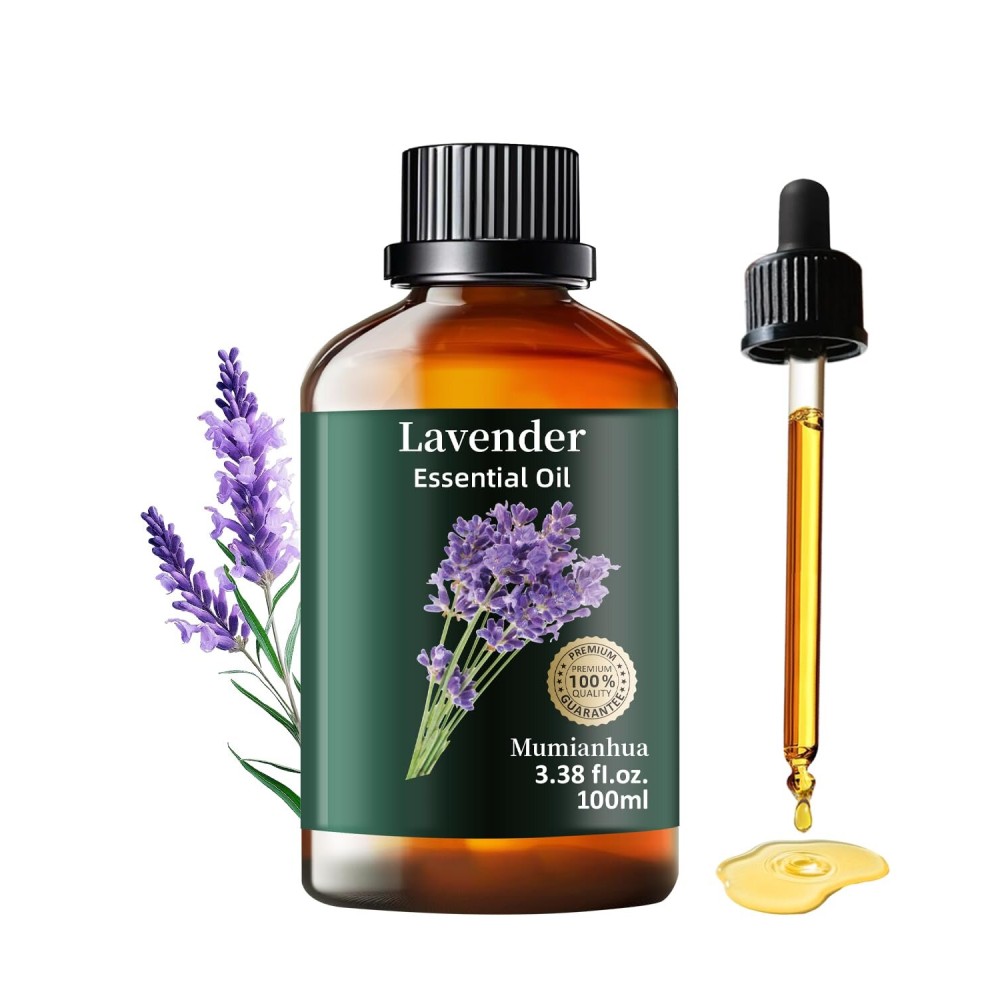 Pure Lavender Essential Oil, Mumianhua Natural Lavender Oil for Bedroom Tranquility & Outdoor Freshness, Aromatherapy for Evening Wind-Down, Laundry, Skin & Hair Care,Candle Making 3.38 Fl Oz