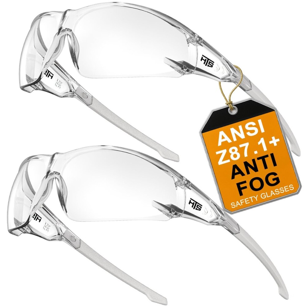 HTS HUNTERSKY S239 2 pack Protective Clear small Safety Glasses women youth protecting eyes from wind dust proof bike riding cycling running lab chemistry goggles
