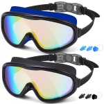 Braylin Adult Swim Goggles, 2-Pack Wide View Swim Goggles for Men Women Youth Teen, Anti-Fog, UV Protection, Over 15 Years