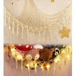 Stuffed Animal Toy Storage Hammock with LED Light-Macrame Jumbo Doll Room Corner Organizer Mesh Decoration-Hanging Storage Nets Kids Bedroom, (X-Large Size)