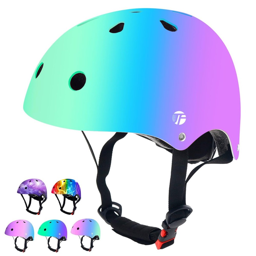 JEEFREE Adjustable Color Gradient Toddler Kids Bike Helmet for 3-5-8-14+Ages Girls Boys.Skateboard Bicycle Toddler Helmet 2-4 Years for Multi-Sports Cycling Scooter Inline Roller Skates Rollerblading